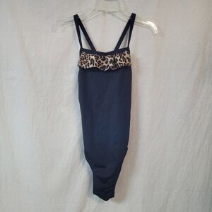 Leopard Trim Black Swimsuit-never Worn!  Women's Size 28 (Womens Small)